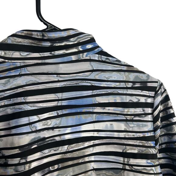 SnoSkins Sheer Abstract Stripe Mesh Zip Top L Marble Print Y2K Streetwear - Picture 4 of 6